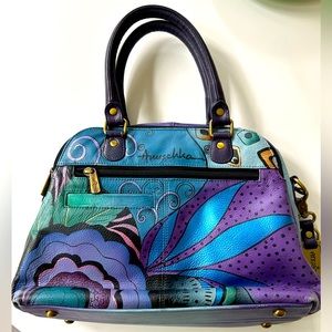 Anuschka Satchel / Handbag Tribal Potpourri Hand Painted Print Genuine Leather